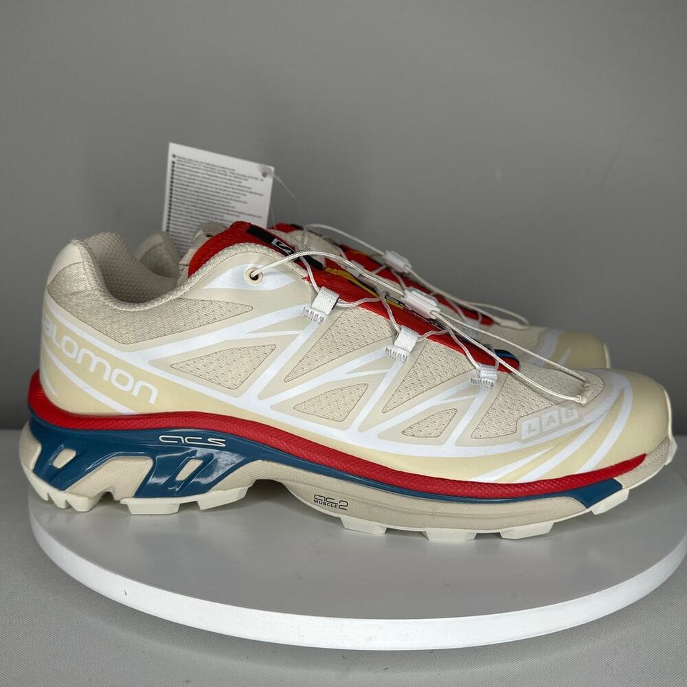 NIB NWT Men's Salomon XT-6 Almond Milk/Sand/Aurora Red  W11/M10 Sneakers 472934